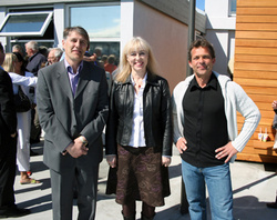 Við opnun sundlaugar - Kristján Guðlaugsson, Ásgerður Halldórsson, Haukur Geirmundsson