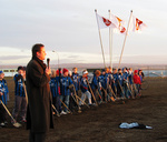 Við fyrstu skóflustungu að gervgrasvelli - Jónmundur Guðmarsson