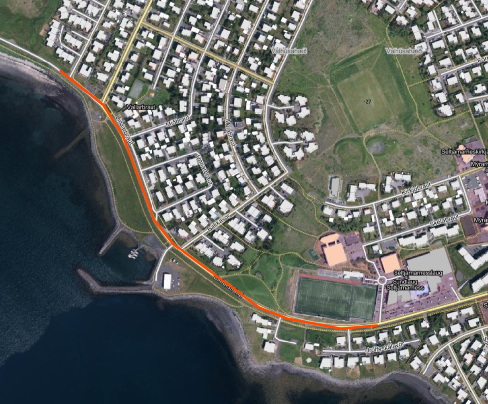 Malbikunarframkvæmdir á Suðurströnd, lokanir tímabundið á götunni.