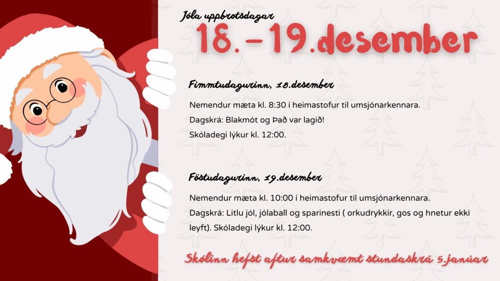 Jóladagskrá Való 18.- 19.desember