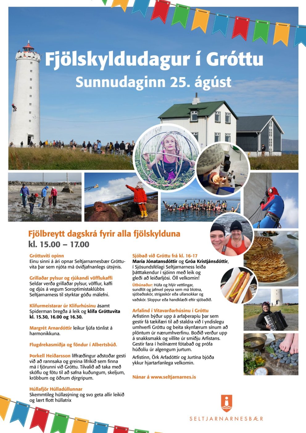 Fjölskyldudagur í Gróttu sunnudag 25. ágúst kl. 15-17