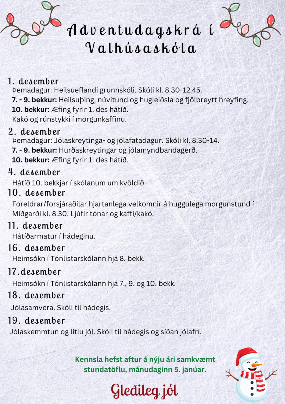 Desember dagskrá Való