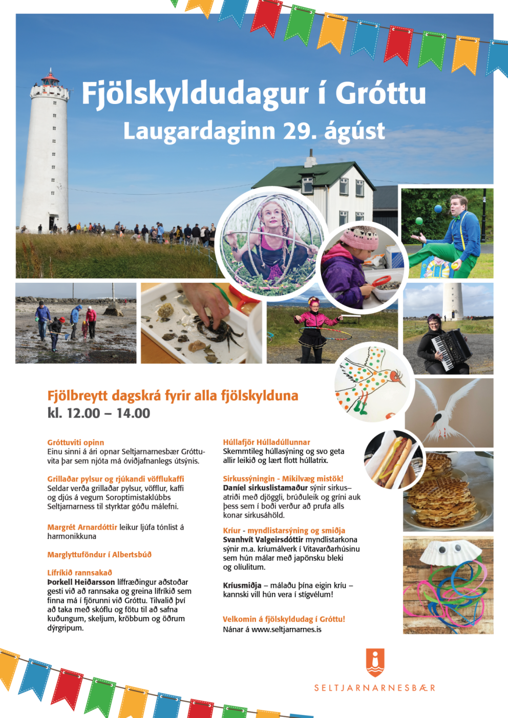 Fjölskyldudagur í Gróttu laugardag 29. ágúst kl. 12-14