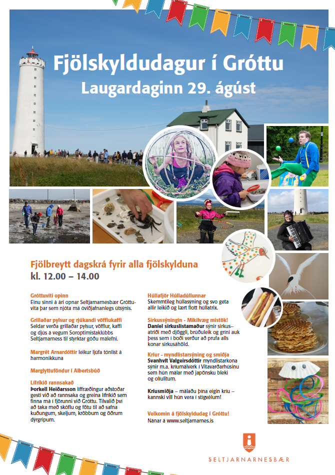 Fjölskyldudagur í Gróttu laugardag 22. ágúst kl. 12-14