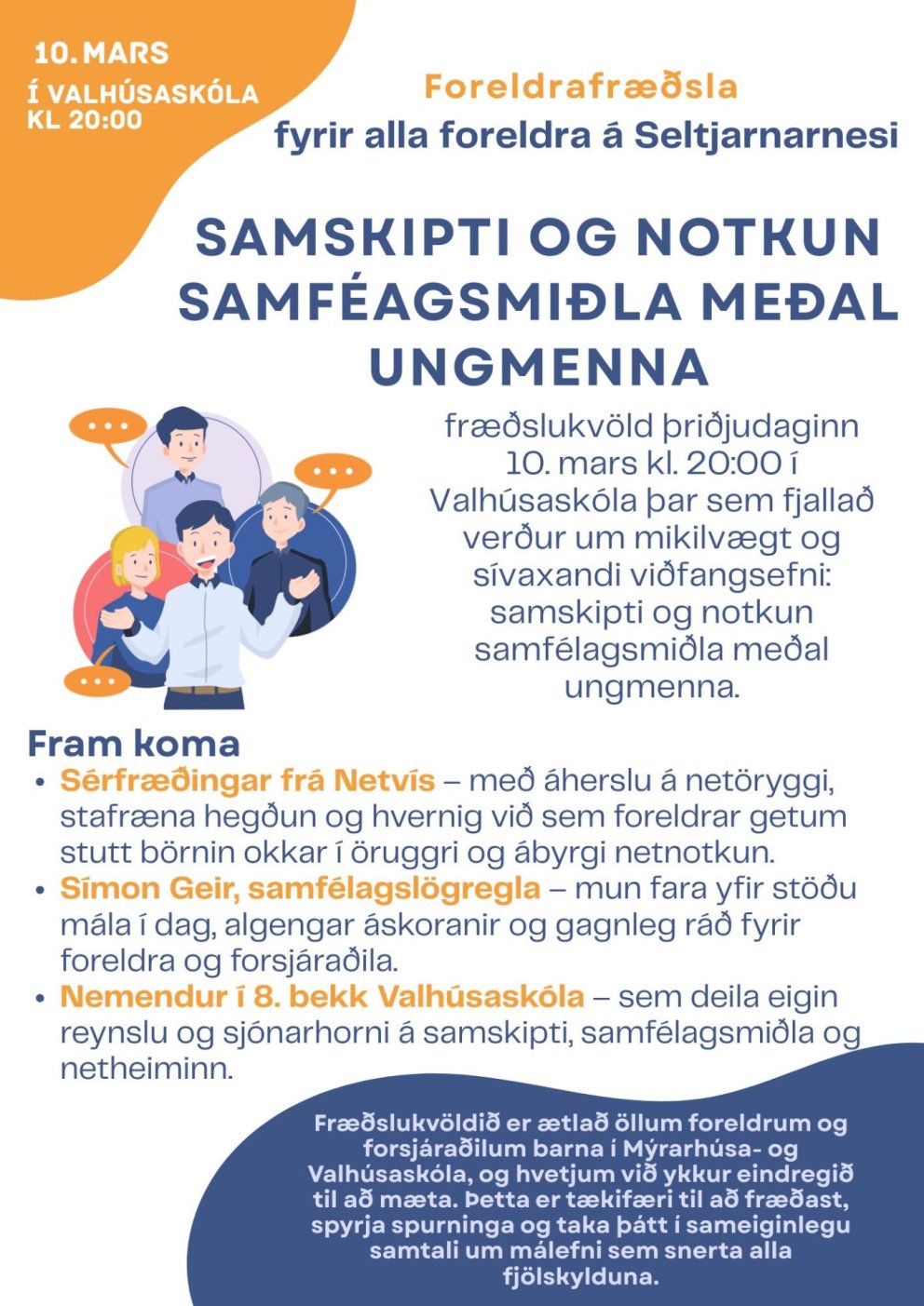 Foreldrafræðsla um samskipti og notkun samfélagsmiðla meðal ungmenna