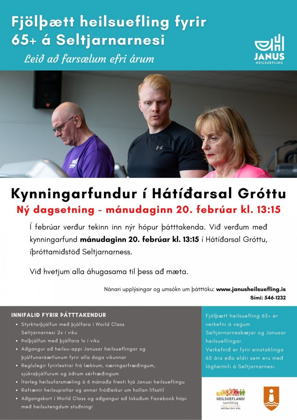 Heilsuefling 65+ kynning kl. 13:15 mánudaginn 20. feb.