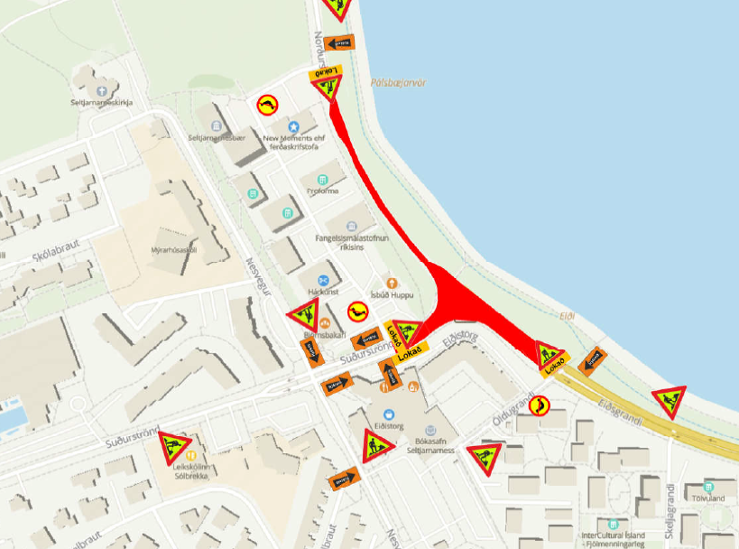 Truflanir á umferð við Norðurströnd og Bakkavör v. gatnaviðhalds 24.–28. júlí
