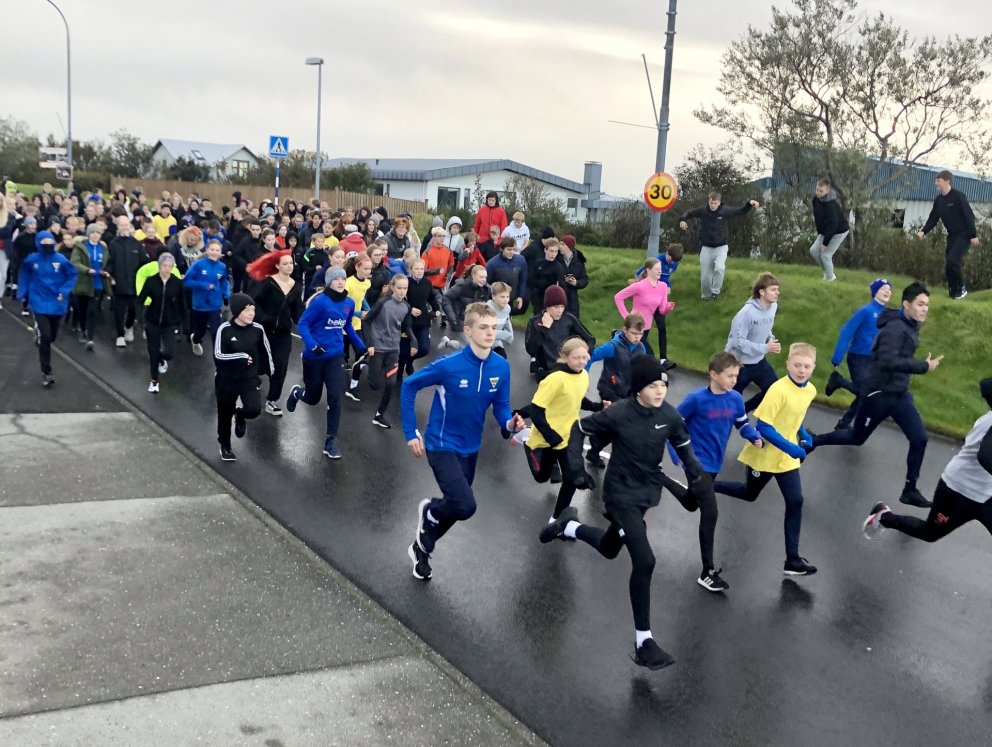 Skólahlaup Valhúsaskóla var haldið í dag