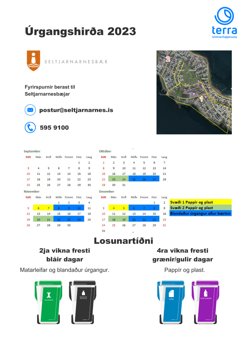 Nýtt sorphirðudagatal okt - des 2023