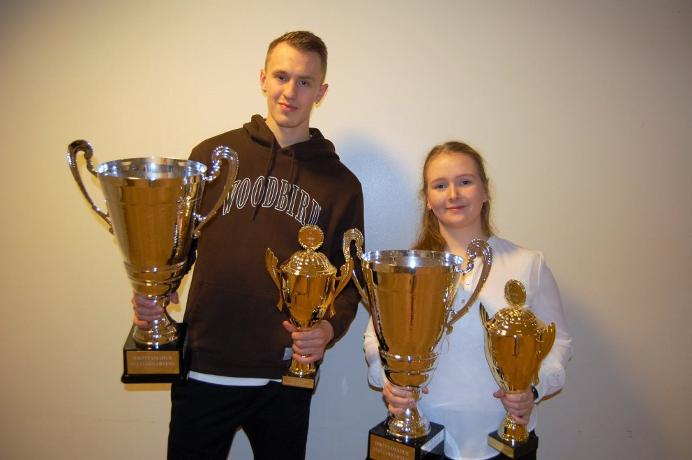 Matthildur Óskarsdóttir og Sigvaldi Eggertsson íþróttamaður Seltjarnarness 2021 í kvenna- og karlafl…