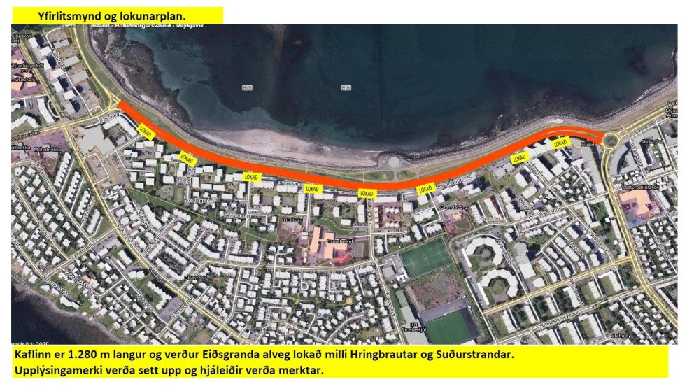 Malbiksframkvæmdir á Eiðsgranda sem lokar á meðan