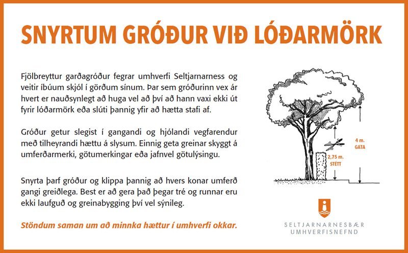Snyrtum gróður við lóðarmörk
