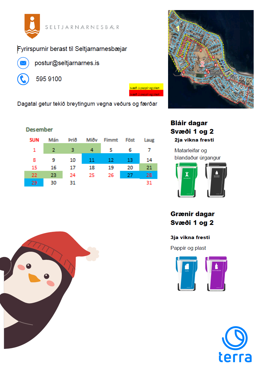 Sorphirðudagatal fyrir desember 2024