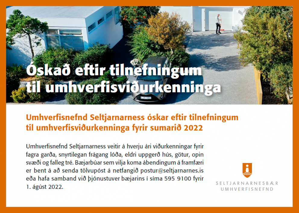 Umhverfisviðurkenningar 2022 - leitað er eftir tilnefningum