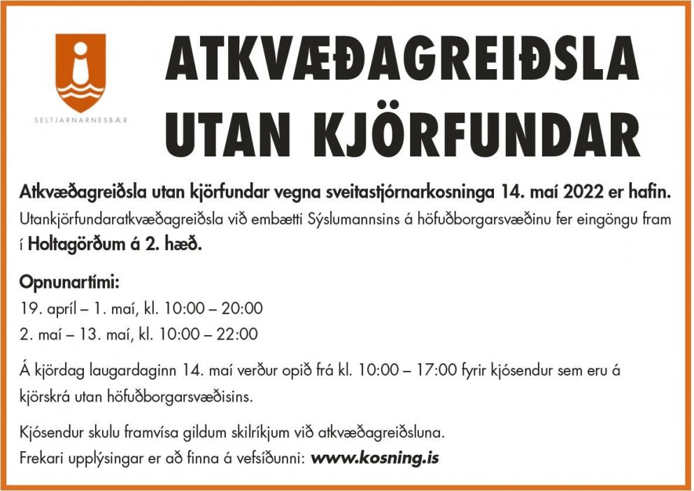 Sveitastjórnarkosningar 2022 - Atkvæðagreiðsla utan kjörfundar