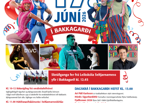 17. júní á Seltjarnarnesi hátíðardagskrá frá kl. 10-15