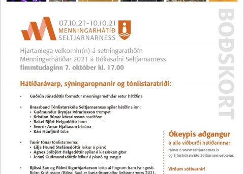 Gleðilega menningarhátíð 2021 sem hófst í dag fimmtudaginn 7. október og stendur til 10. október.