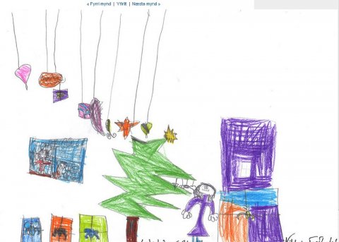 Leikskólabörn skreyta strætó með jólateikningum