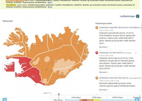 RAUÐ veðurviðvörun í dag/kvöld og appelsínugul sitthvoru megin við