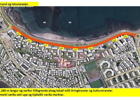 Malbiksframkvæmdir á Eiðsgranda sem lokar á meðan