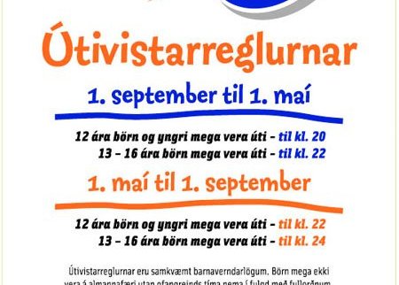 Félagsþjónustusvið Seltjarnarnes minnir foreldra og börn á útivistarreglurnar.